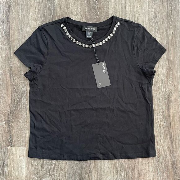 NWT Bailey 44 Jewel Neck Black Top - Size: Small - Picture 7 of 7